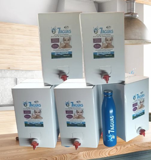 Pack de 5 cajas de 20 litros de agua ionizada 7Aguas